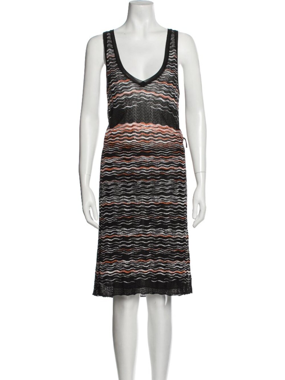 M Missoni Black Striped Sleeveless Midi Dress Women M